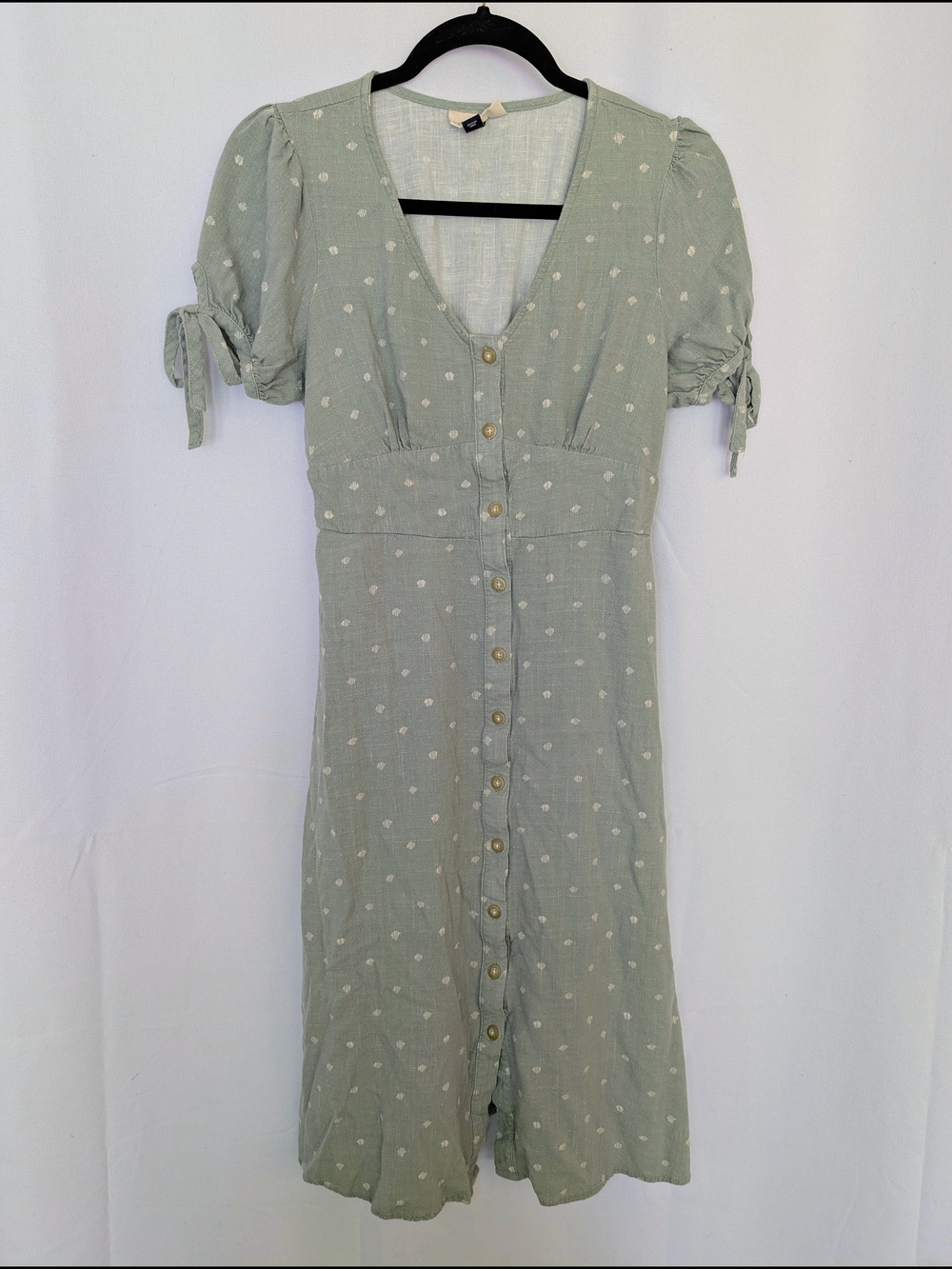 Universal Thread Sage Green Midi Dress with White Dot Print